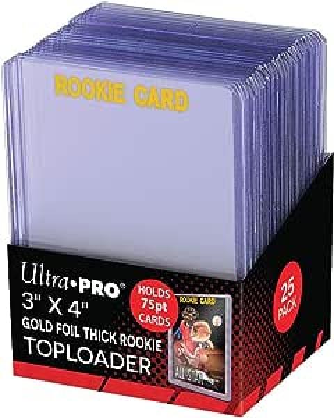 UP TOPLOADER 3" X 4" 75PT ROOKIE GOLD THICK (25 PIECES)