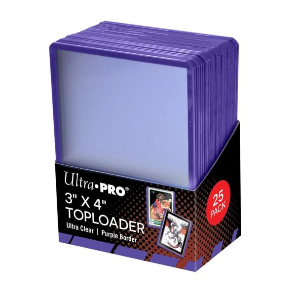 UP 3" X 4" PURPLE BORDER TOPLOADER 25CT